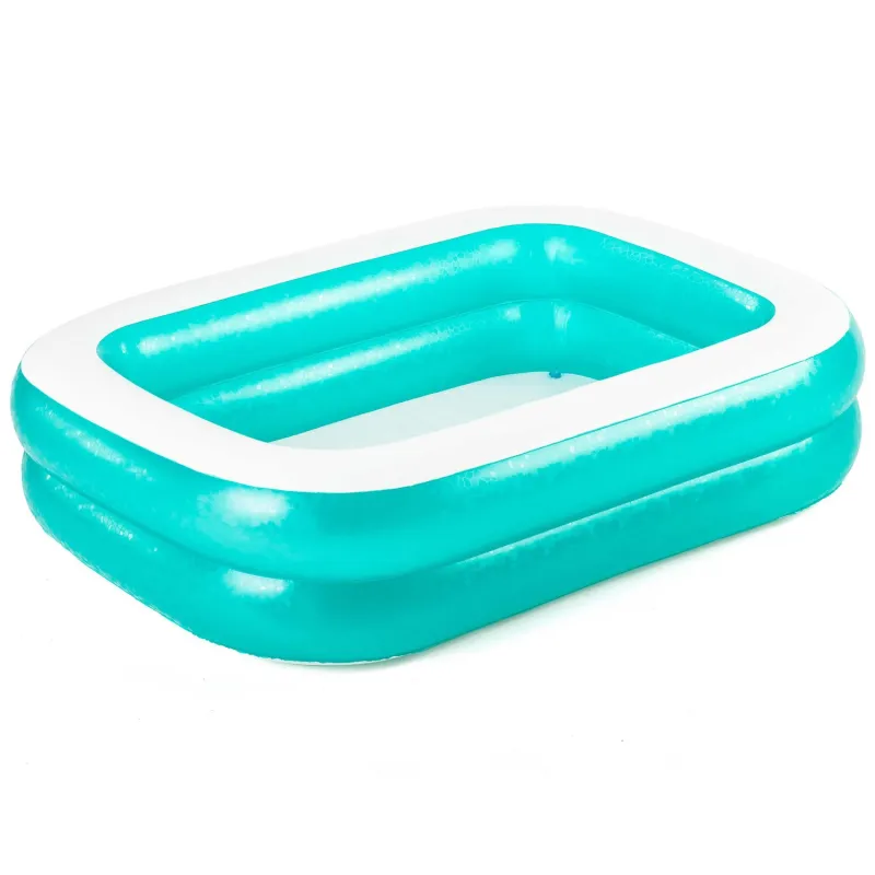 Blue inflatable pool, perfect for garden fun with family