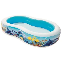 Large inflatable pool with fish, colorful, great for garden or terrace