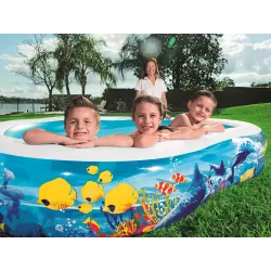 Inflatable pool with fish, easy to store, ideal for holidays
