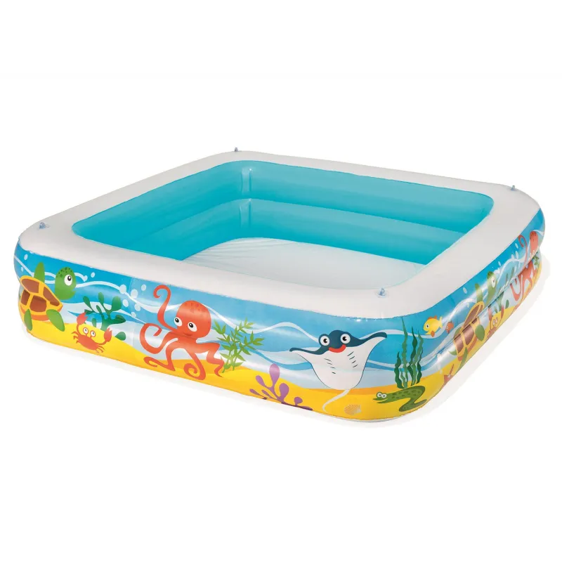 Kids pool with roof 140 x 140 cm, colorful and safe for children