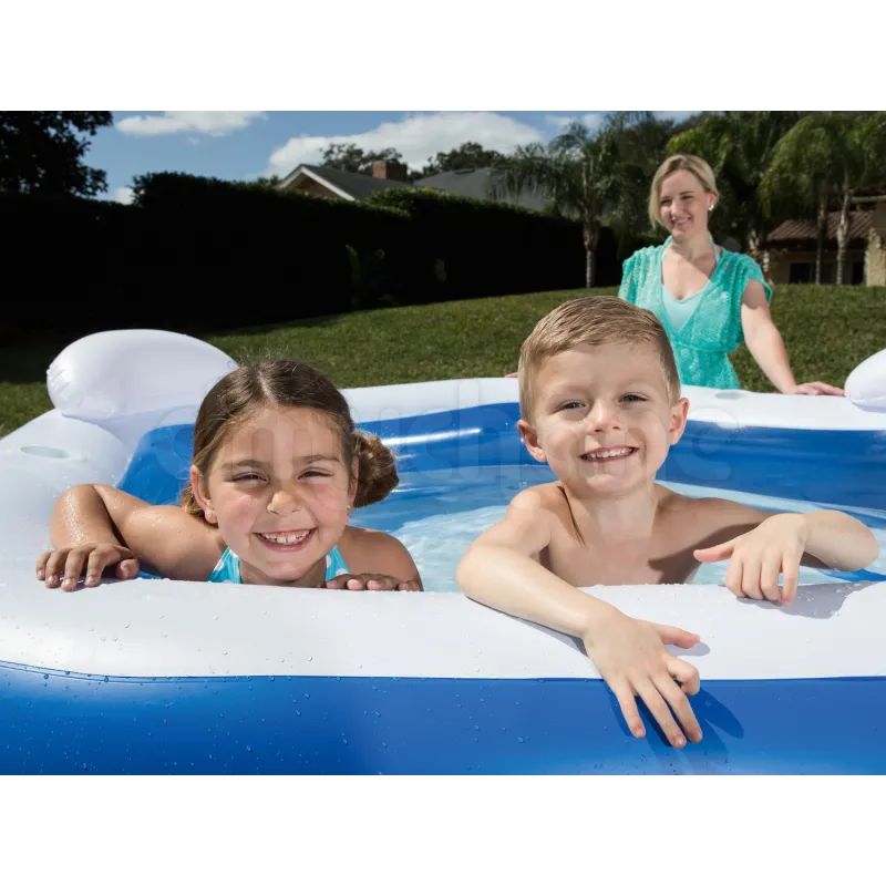 Fun inflatable pool for children in the garden