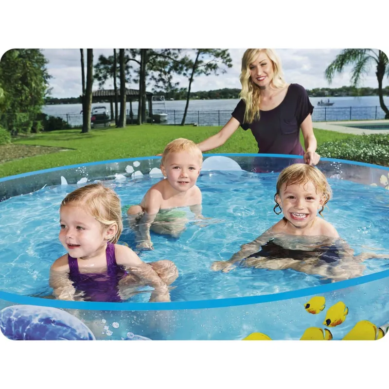 Blue garden pool, perfect for relaxing in your backyard