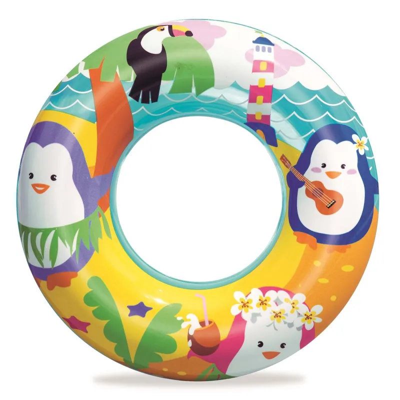 Inflatable beach ring, penguin design, perfect for water fun