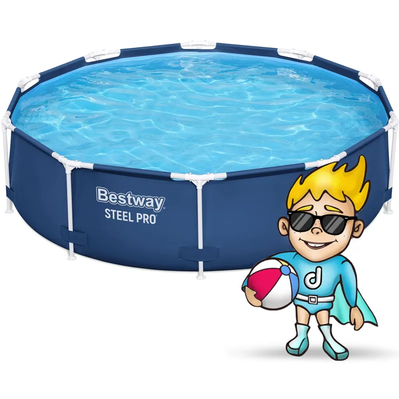 Round garden pool 305 x 76 cm in blue for outdoor relaxation