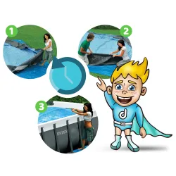 Perfect summer pool, 488 x 244 x 122 cm, for outdoor fun, 17in1 Bestway 56670