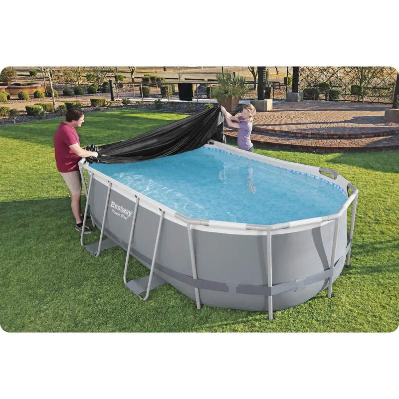 Blue oval pool cover Bestway 58425, perfect for frame pools