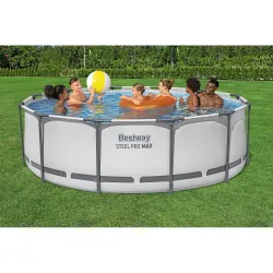 Blue frame pool, perfect for outdoor summer activities