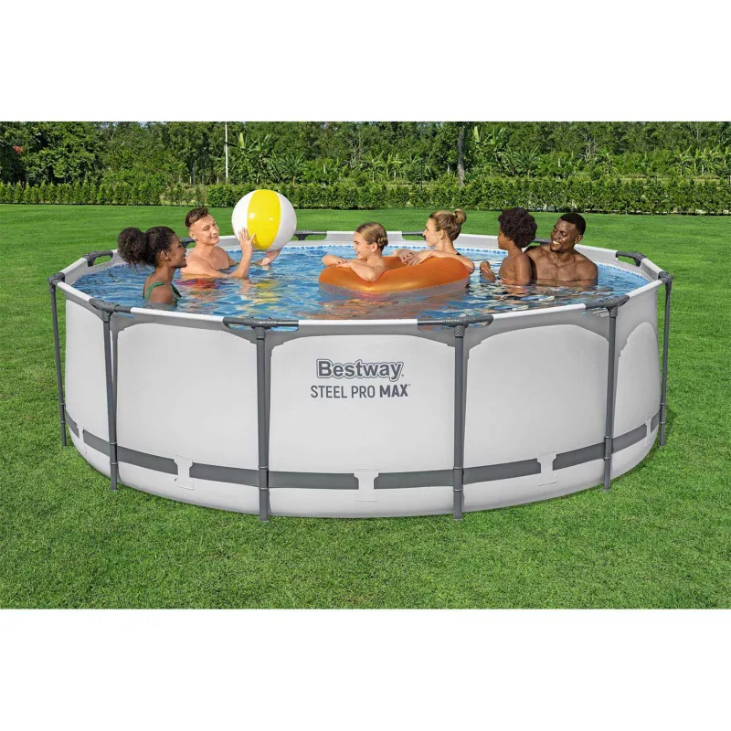 Blue frame pool, perfect for outdoor summer activities