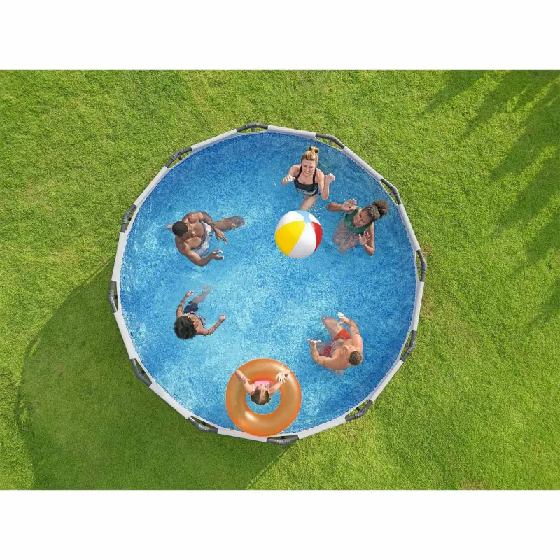 Durable steel frame pool, safe for children to enjoy