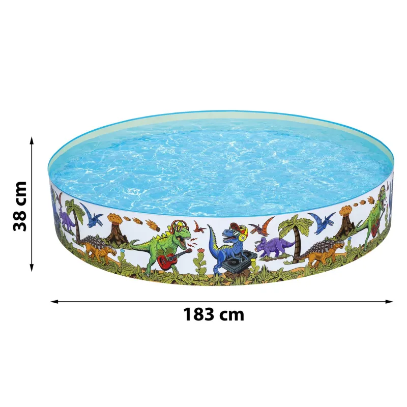 Dinosaur pool 183 x 38 cm for kids, perfect for garden or terrace fun