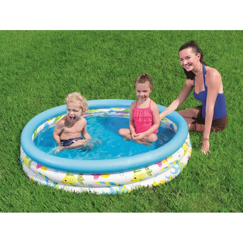 Blue children's pool, great for outdoor play and summer fun