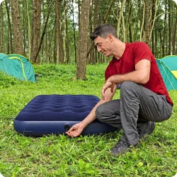 Blue inflatable airbed, a comfortable choice for your holidays