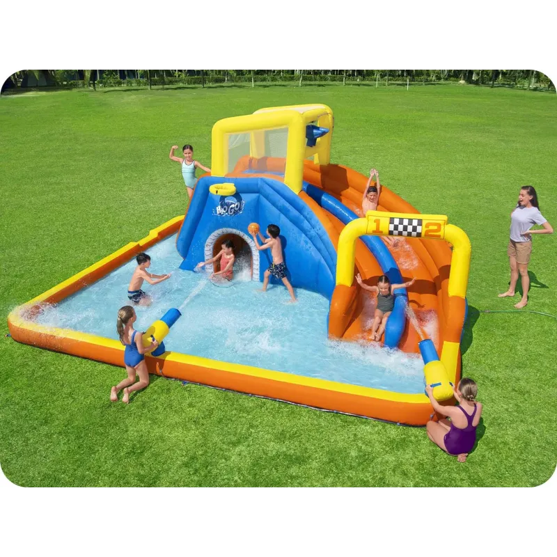 Brightly colored inflatable playground Mega Park, perfect for the garden