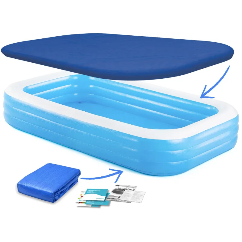 Family inflatable pool 305 x 183 x 56 cm 3-in-1, colorful and spacious