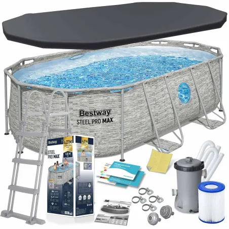 Garden frame pool 427 x 250 x 100 cm with 12 accessories for outdoor use