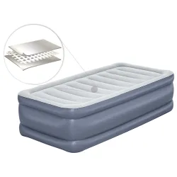 Inflatable airbed with built-in pump, perfect for holidays and travel