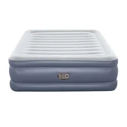 Blue double inflatable airbed, perfect for camping trips