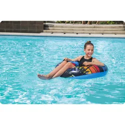 Stylish blue swim ring, a great accessory for the beach or pool