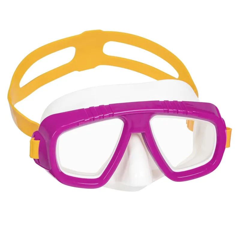 Comfortable swimming mask with pink accents, durable and functional
