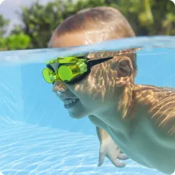 Bright yellow swimming goggles for kids, perfect for pool activities