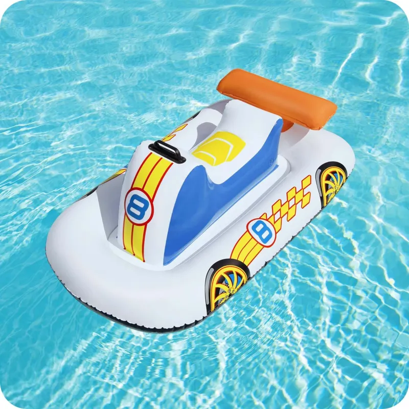 Colorful inflatable racing car pontoon, safe for kids to enjoy water activities