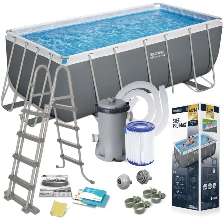 Garden frame pool 412 x 201 x 122 cm 11-in-1 for outdoor use, sturdy design