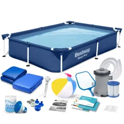 Bestway 56401N Rectangular Frame Pool 221 x 150 x 43 cm 16-in-1