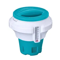 Blue pool float, functional chemical dispenser for pool maintenance