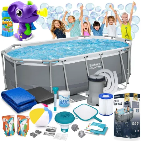 17-in-1 garden frame pool 305 x 200 x 84 cm with bubble machine, perfect for outdoor fun