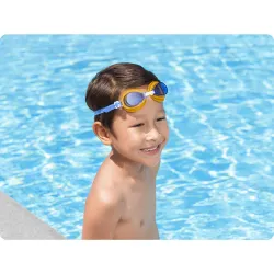 Children's blue swimming goggles, great for pool or beach fun