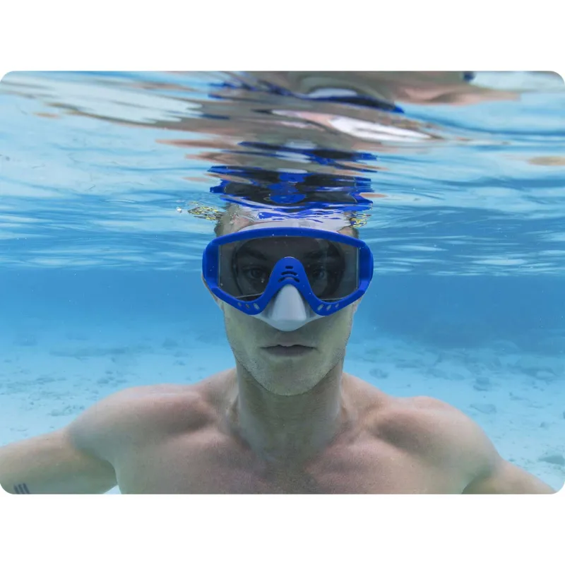 Stylish blue swimming mask, great for pool and beach use