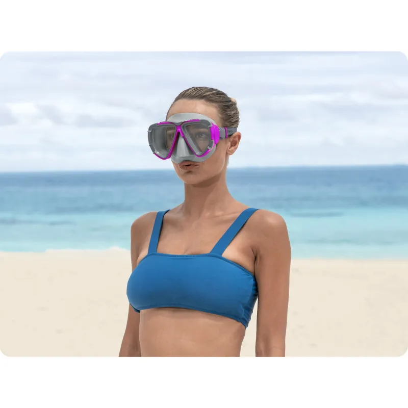 Stylish purple swimming mask, a great accessory for summer water fun