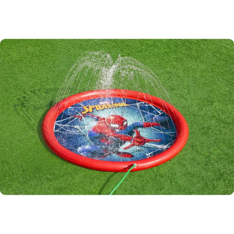 Colorful inflatable paddling pool with Spider-Man design, fun for children