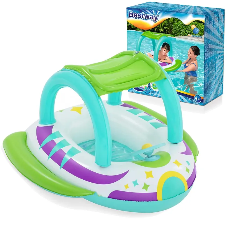 Beach float with canopy 107 x 112 cm, inflatable swimming mattress