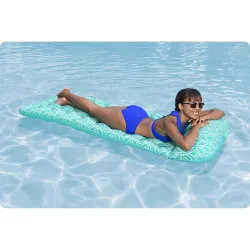 Blue inflatable swimming airbed, perfect for summer fun in the pool
