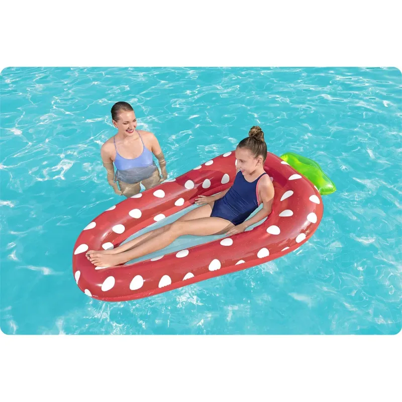 Strawberry swimming mattress Bestway 43644, colorful and comfortable