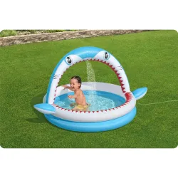 Perfect for kids, inflatable pool with sprinkler for summer garden parties