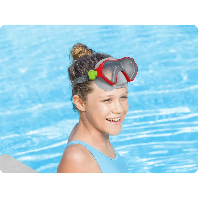 Stylish red swimming mask, great for pool fun