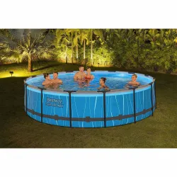 Blue garden frame pool, perfect for relaxing in the garden