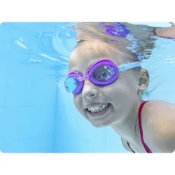 Colorful swimming goggles for kids, perfect for summer pool fun