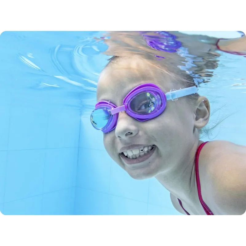 Colorful swimming goggles for kids, perfect for summer pool fun