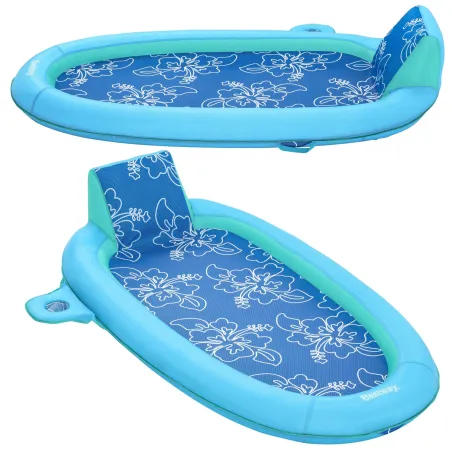 Inflatable swimming airbed with backrest, perfect for relaxing in the pool