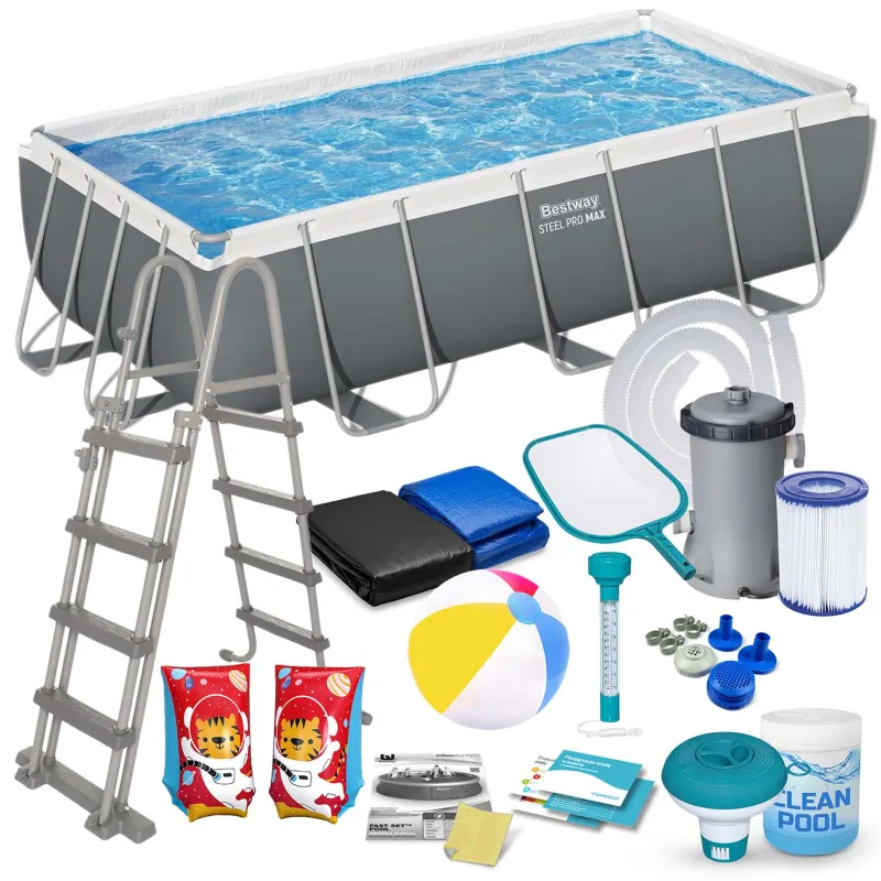 Garden pool frame 404 x 201 x 100 cm 18in1, durable PVC material
