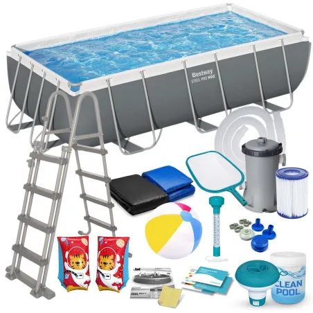 Garden pool frame 404 x 201 x 100 cm 18in1, durable PVC material