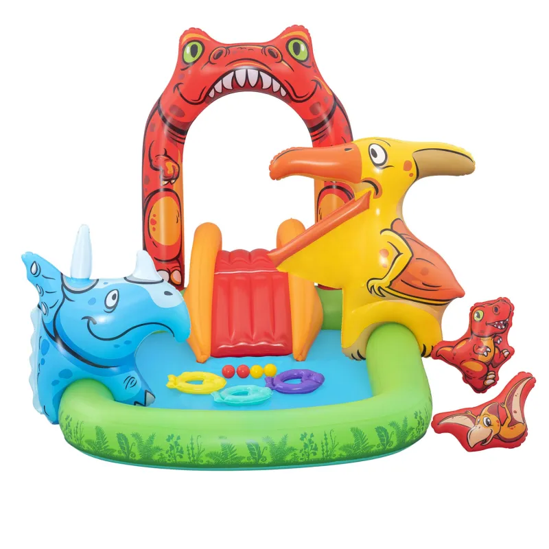 Jurassic themed inflatable playground, colorful and safe for kids