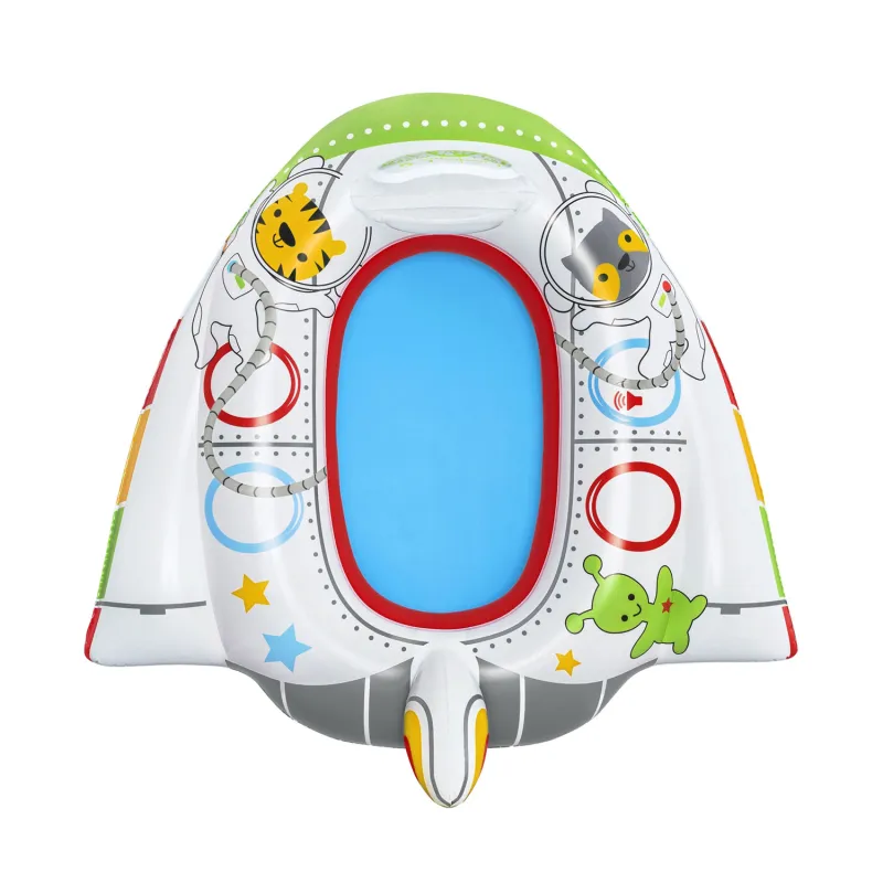 Colorful spaceship beach float, perfect for kids' summer activities