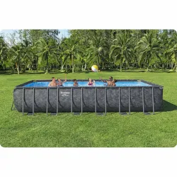 Blue garden frame pool, perfect for summer relaxation and family fun