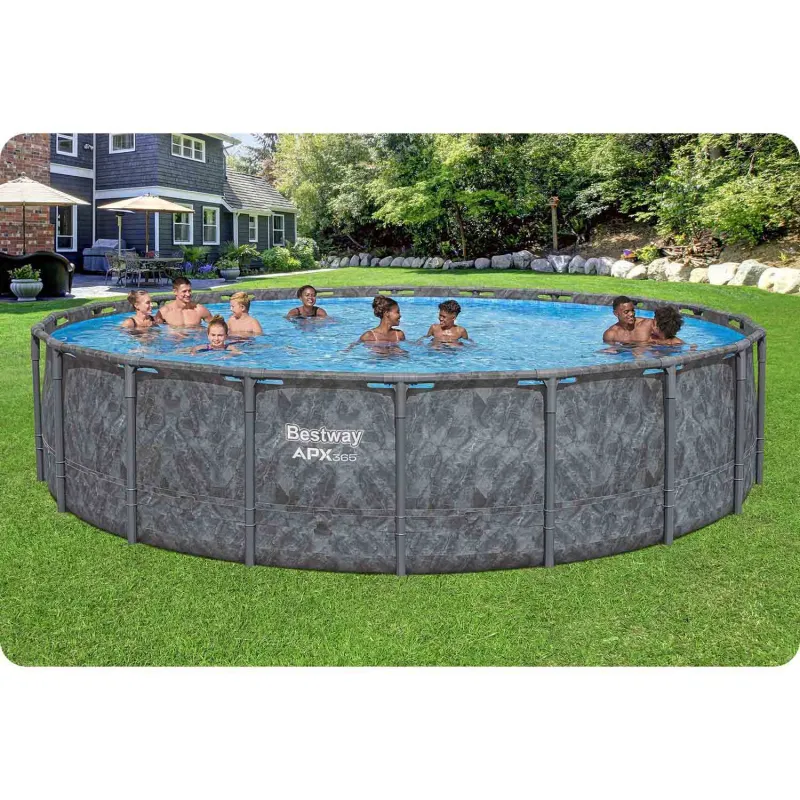 Spacious 610x132 cm frame pool, perfect for summer garden parties