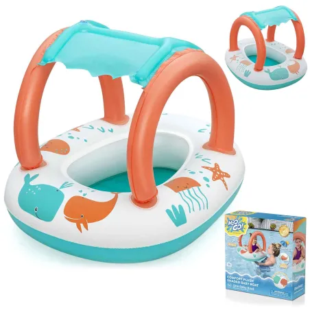 Inflatable pontoon for kids with canopy, perfect for water fun