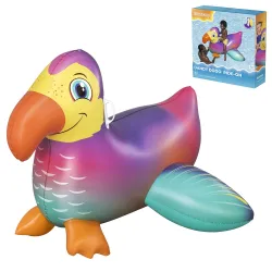Inflatable toucan swimming mattress 141cm for kids, colorful water toy for fun